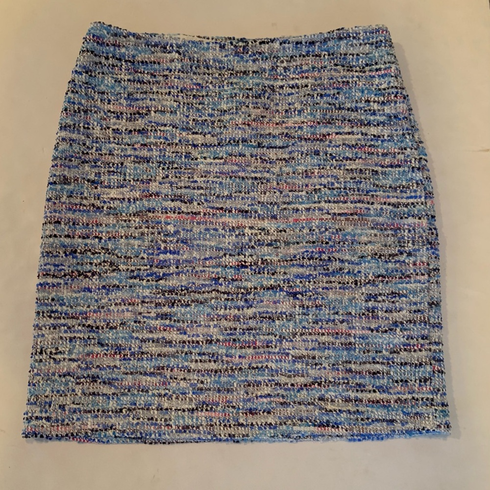 J. McLaughlin Classic Blue Tweed Pencil Skirt Side Zippered Women’s Size 10 - Picture 4 of 10